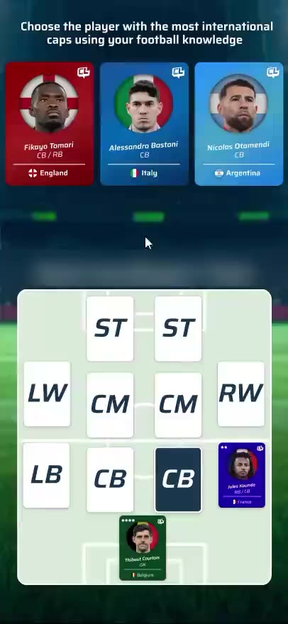 Crowd Legends Embedded Instant Play, unbranded, building a Most Capped XI